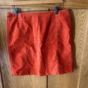 Garnet Hill Burnt Orange Corduroy Panel Mini Skirt